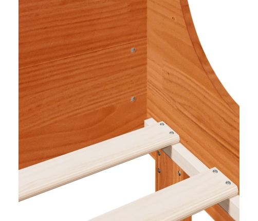 Cama sin colchón madera maciza de pino marrón cera 140x200 cm