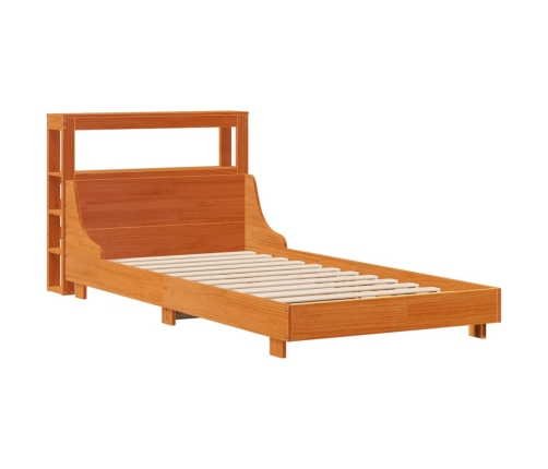 Cama sin colchón madera maciza de pino marrón cera 100x200 cm