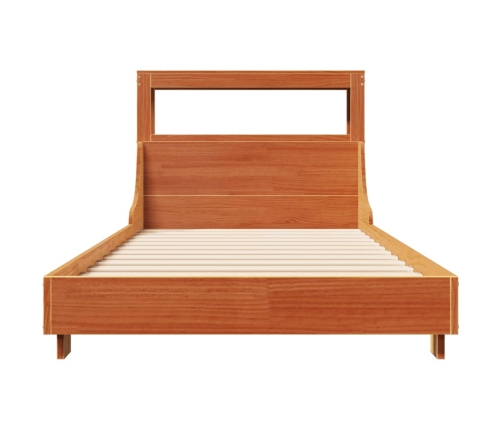 Cama sin colchón madera maciza de pino marrón cera 100x200 cm