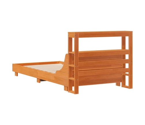 Cama sin colchón madera maciza de pino marrón cera 100x200 cm