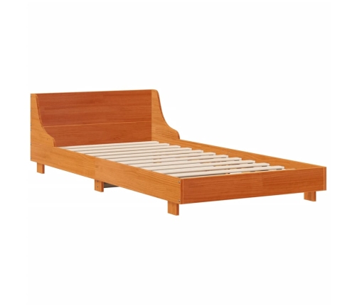 Cama sin colchón madera maciza de pino marrón cera 100x200 cm