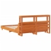 Cama sin colchón madera maciza de pino marrón cera 140x190 cm