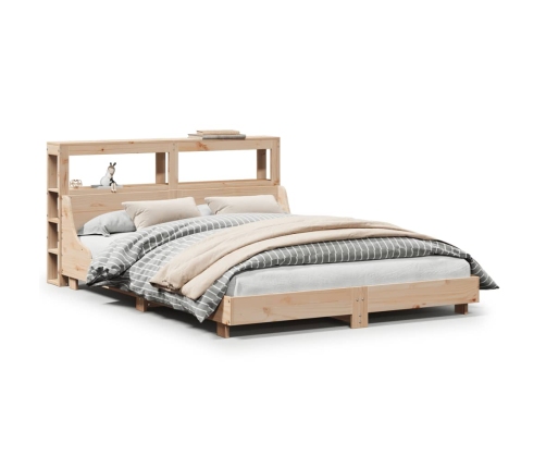 Estructura de cama sin colchón madera maciza de pino 135x190 cm