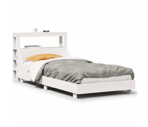 Estructura de cama sin colchón madera maciza blanca 75x190 cm