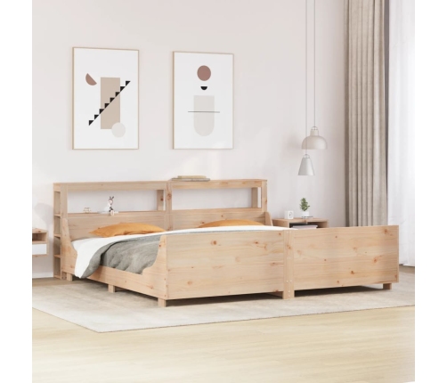 Estructura de cama sin colchón madera maciza de pino 200x200 cm