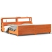 Cama sin colchón madera maciza de pino marrón cera 200x200 cm