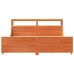 Cama sin colchón madera maciza de pino marrón cera 200x200 cm