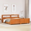 Cama sin colchón madera maciza de pino marrón cera 200x200 cm