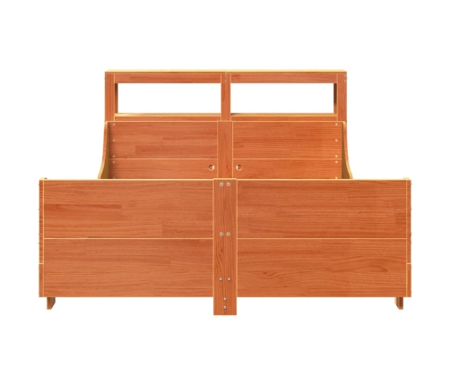 Cama sin colchón madera maciza de pino marrón cera 160x200 cm