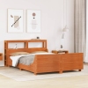 Cama sin colchón madera maciza de pino marrón cera 160x200 cm