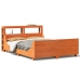 Cama sin colchón madera maciza de pino marrón cera 140x200 cm