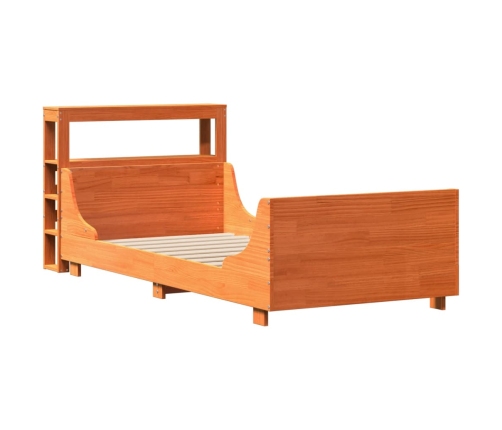 Cama sin colchón madera maciza de pino marrón cera 100x200 cm