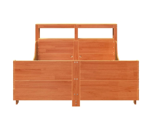 Cama sin colchón madera maciza de pino marrón cera 140x190 cm