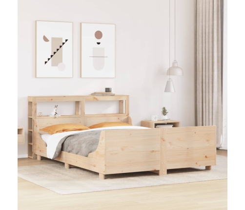 Estructura de cama sin colchón madera maciza de pino 135x190 cm