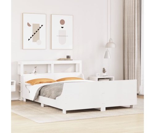 Estructura de cama sin colchón madera maciza blanca 120x190 cm