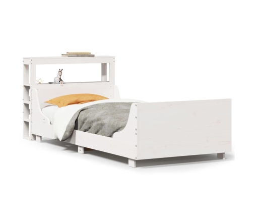 Estructura de cama sin colchón madera maciza blanca 90x190 cm