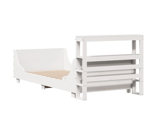 Estructura de cama sin colchón madera maciza blanca 90x190 cm