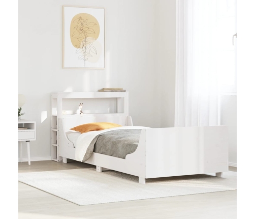 Estructura de cama sin colchón madera maciza blanca 90x190 cm