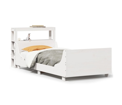 Estructura de cama sin colchón madera maciza blanca 75x190 cm