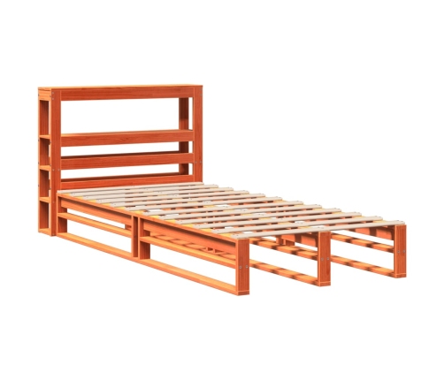 Cama sin colchón madera maciza de pino marrón cera 100x200 cm