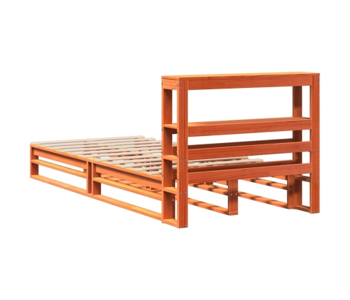 Cama sin colchón madera maciza de pino marrón cera 100x200 cm