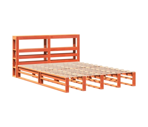 Cama sin colchón madera maciza de pino marrón cera 120x200 cm