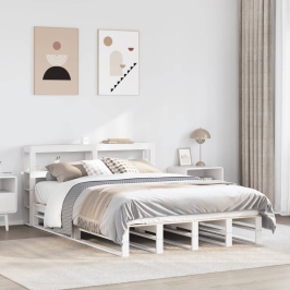 Estructura de cama sin colchón madera de pino blanca 140x200 cm