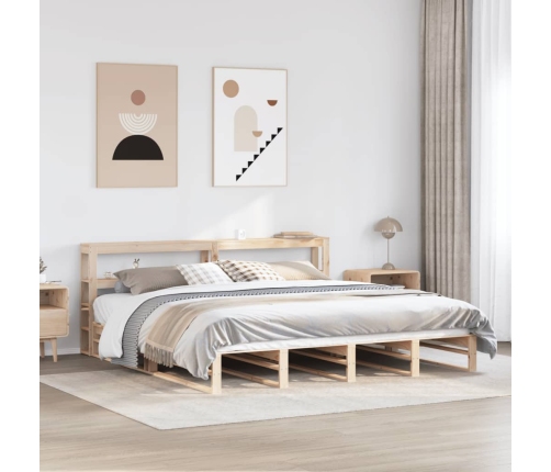 Estructura de cama sin colchón madera maciza de pino 180x200 cm