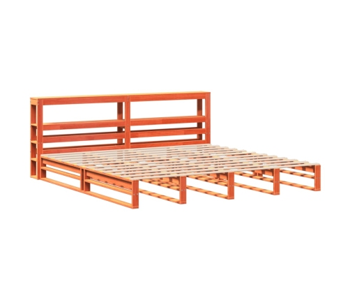 Cama sin colchón madera maciza de pino marrón cera 180x200 cm