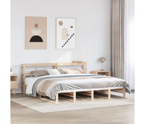 Estructura de cama sin colchón madera maciza de pino 200x200 cm