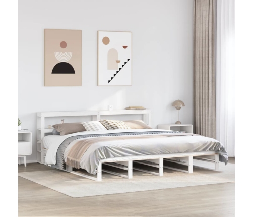 Estructura de cama sin colchón madera maciza blanca 200x200 cm