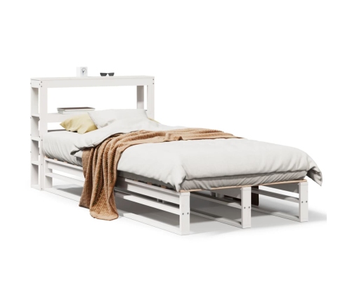 Estructura de cama sin colchón madera maciza blanca 75x190 cm