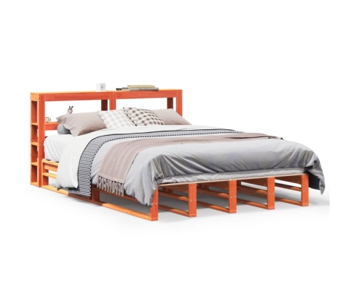 Estructura de cama sin colchón madera maciza marrón 120x190 cm