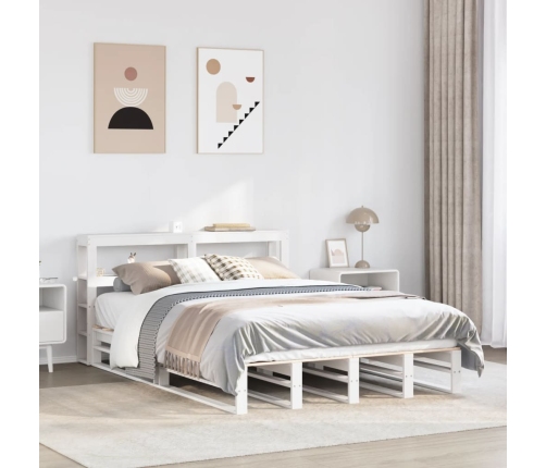 Estructura de cama sin colchón madera de pino blanco 135x190 cm