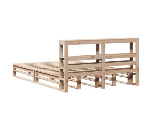 Estructura de cama sin colchón madera maciza de pino 140x190 cm