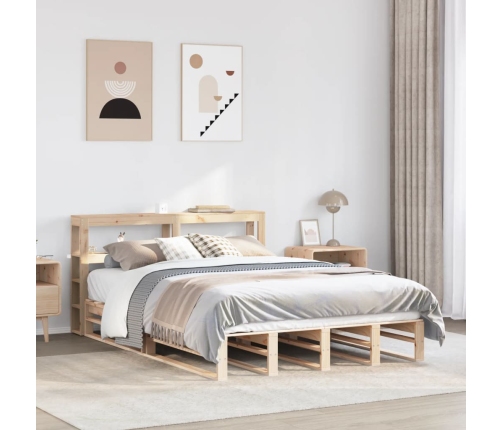 Estructura de cama sin colchón madera maciza de pino 140x190 cm