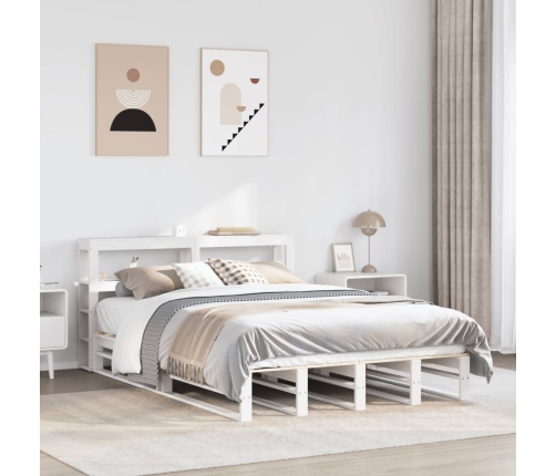 Estructura de cama sin colchón madera de pino blanca 140x190 cm