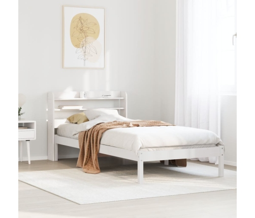 Estructura de cama sin colchón madera maciza blanca 75x190 cm