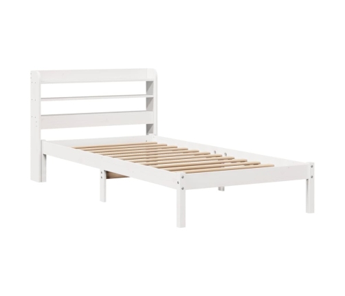 Estructura de cama sin colchón madera maciza blanca 75x190 cm