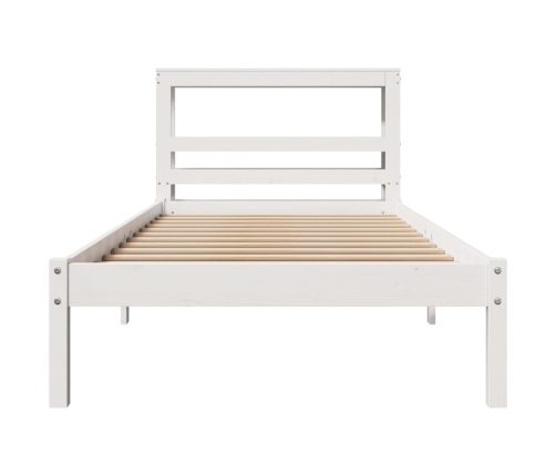 Estructura de cama sin colchón madera maciza blanca 75x190 cm