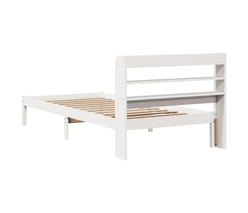 Estructura de cama sin colchón madera maciza blanca 75x190 cm