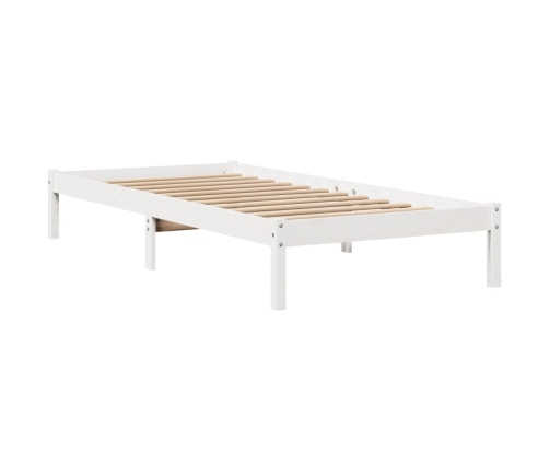 Estructura de cama sin colchón madera maciza blanca 75x190 cm