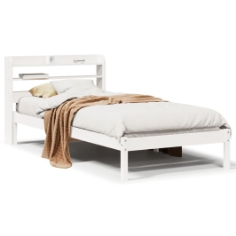Estructura de cama sin colchón madera maciza blanca 75x190 cm