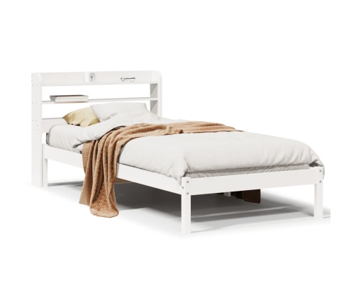 Estructura de cama sin colchón madera maciza blanca 75x190 cm