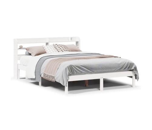 Estructura de cama sin colchón madera maciza blanca 120x190 cm