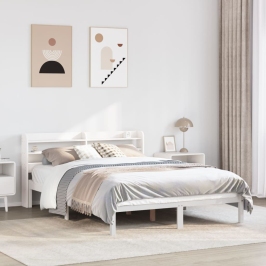 Estructura de cama sin colchón madera maciza blanca 120x190 cm