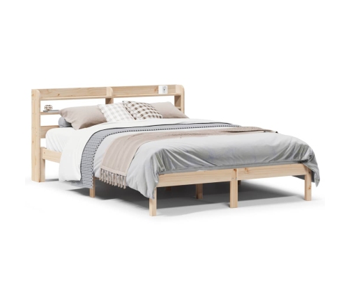 Estructura de cama sin colchón madera maciza de pino 135x190 cm