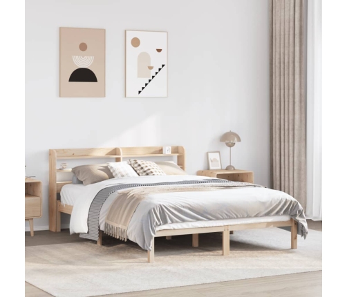 Estructura de cama sin colchón madera maciza de pino 135x190 cm