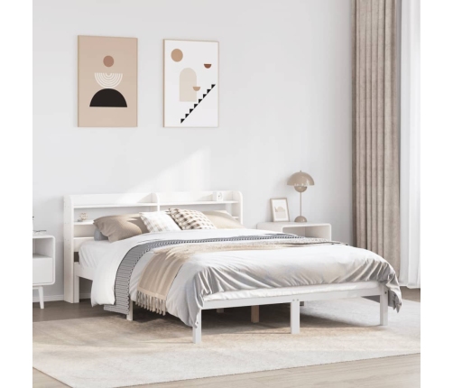 Estructura de cama sin colchón madera de pino blanco 135x190 cm