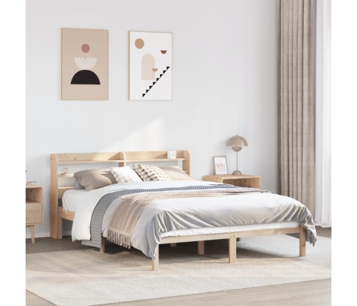 Estructura de cama sin colchón madera maciza de pino 140x190 cm